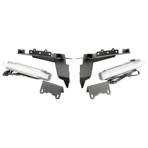 Jeep Wrangler Fender Flare Bracket - Front - Rugged Ridge - Chop Bracket Kit w/ Daytime Running Lights - Matte Black - `18-`22